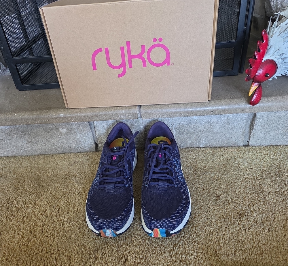 Ryka Blue Knit Athletic Sneakers with Multicolor Accents